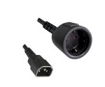 Power adapter cable C14 to safety socket, YC-23/YP-32, H05VV-F 0,75mm²/3G, black, length 1.00m